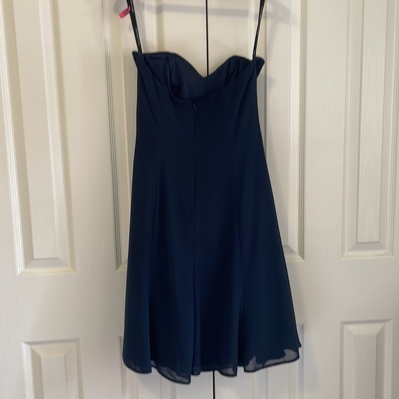Navy Strapless Chiffon Bridesmaid/ Prom Dress - Picture 2 of 3